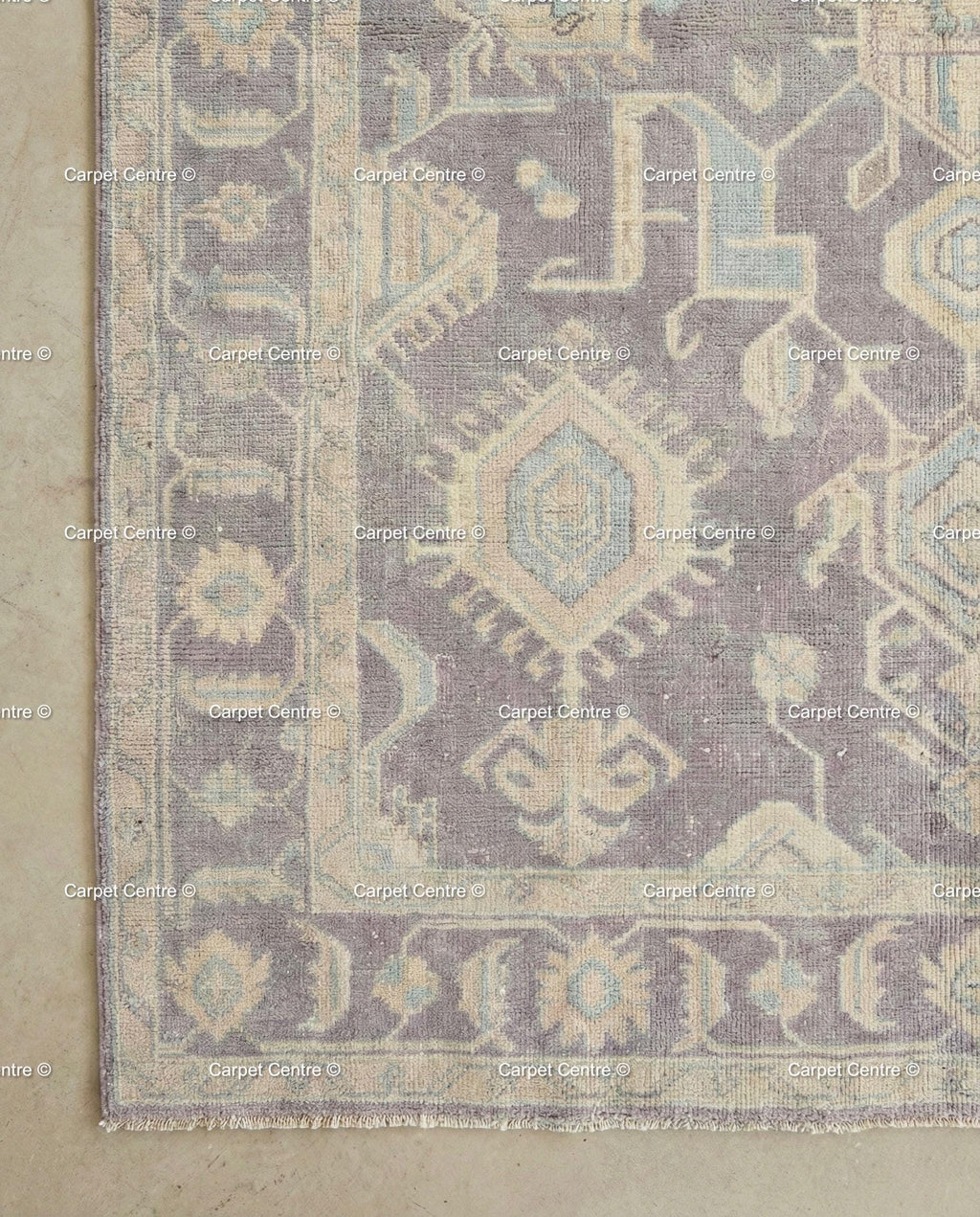 Muted Purple Oushak Rug, Hand-Knotted Wool Geometric Pastel Home Decor