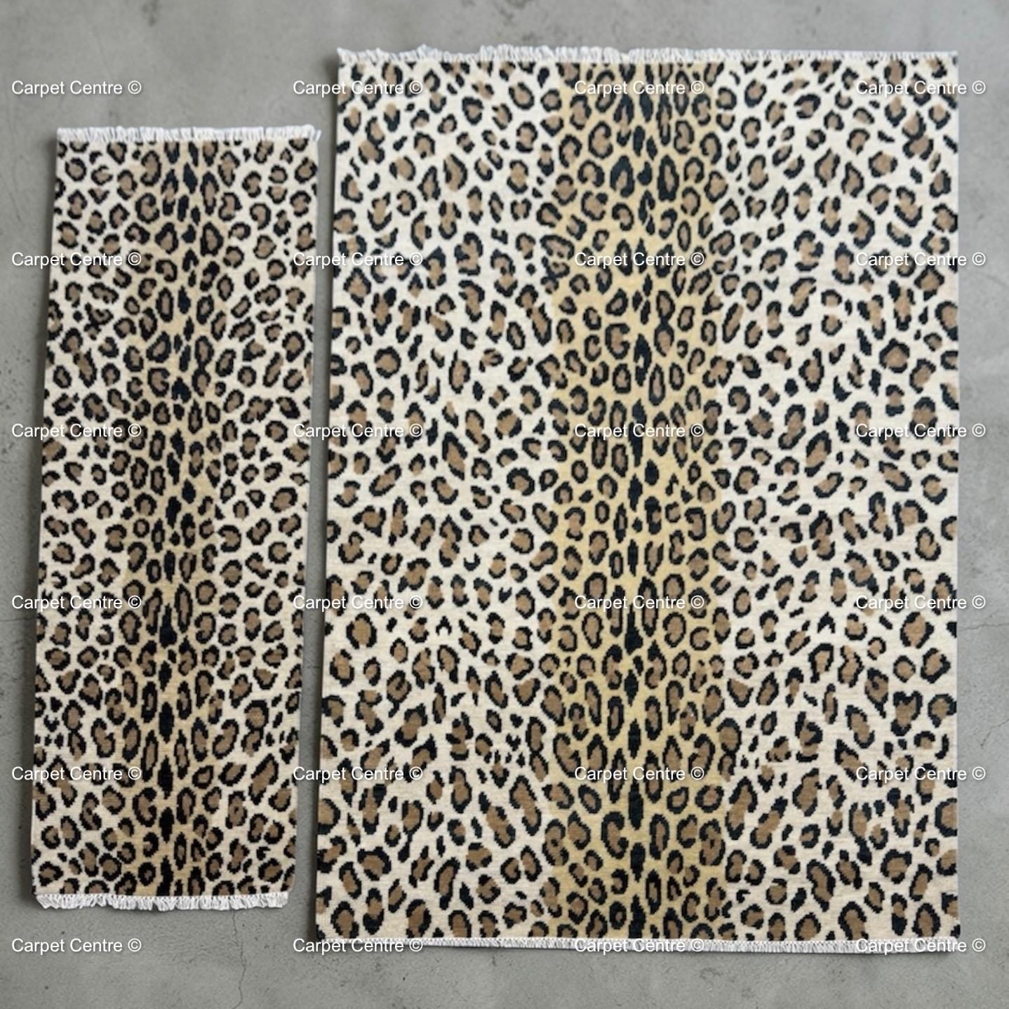 Hand Knotted Wool Leopard Print Oushak Rug, Turkish Knot Animal Area Rug