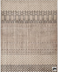Neutral Geometric Oushak Rug | Beige Charcoal Checkered Wool Carpet