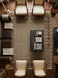 Neutral Geometric Oushak Rug | Beige Greek Key Wool Carpet (Custom Sizes)