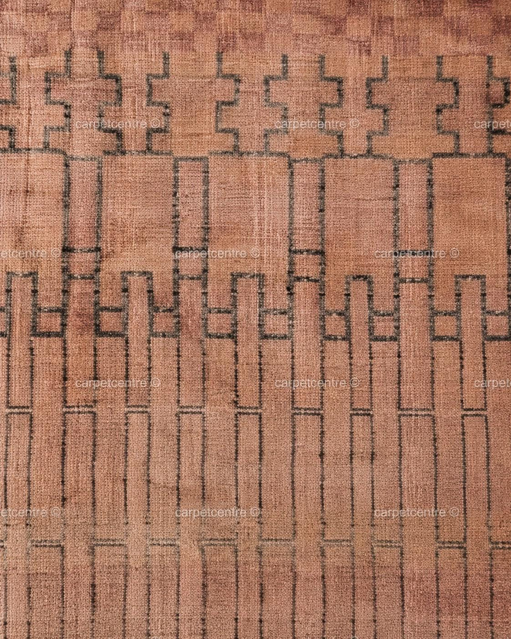 Terracotta Grid Oushak Rug | Rust, Blush, Sand, Charcoal | Hand-Knotted Wool Carpet