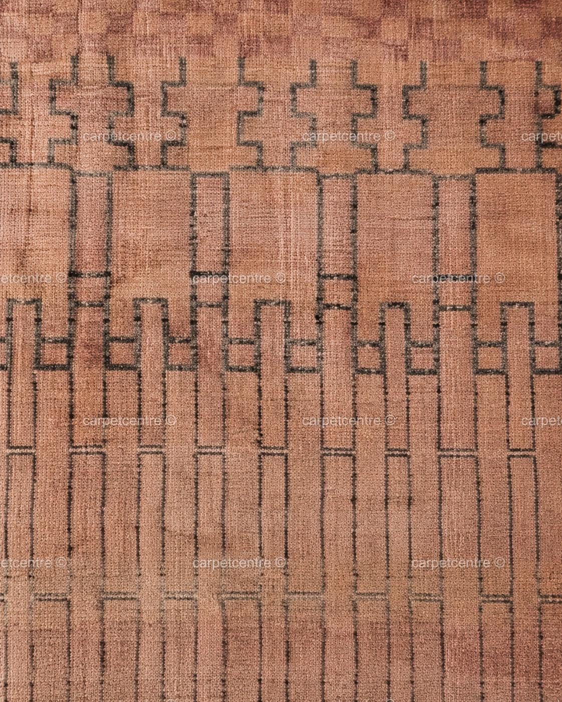 Terracotta Grid Oushak Rug | Rust, Blush, Sand, Charcoal | Hand-Knotted Wool Carpet