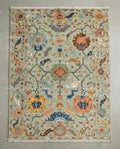 Sage Green Oushak Rug, Hand Knotted Wool, Arts & Crafts Floral