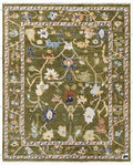 Hand-Knotted Wool Oushak Rug, Olive Green Arts & Crafts Style