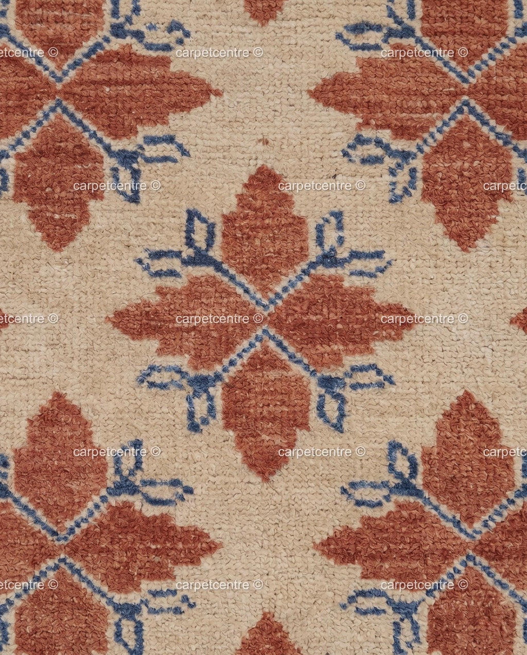 Handmade Wool Oushak Rug, Geometric Boho Turkish Carpet, Burnt Orange Beige Blue