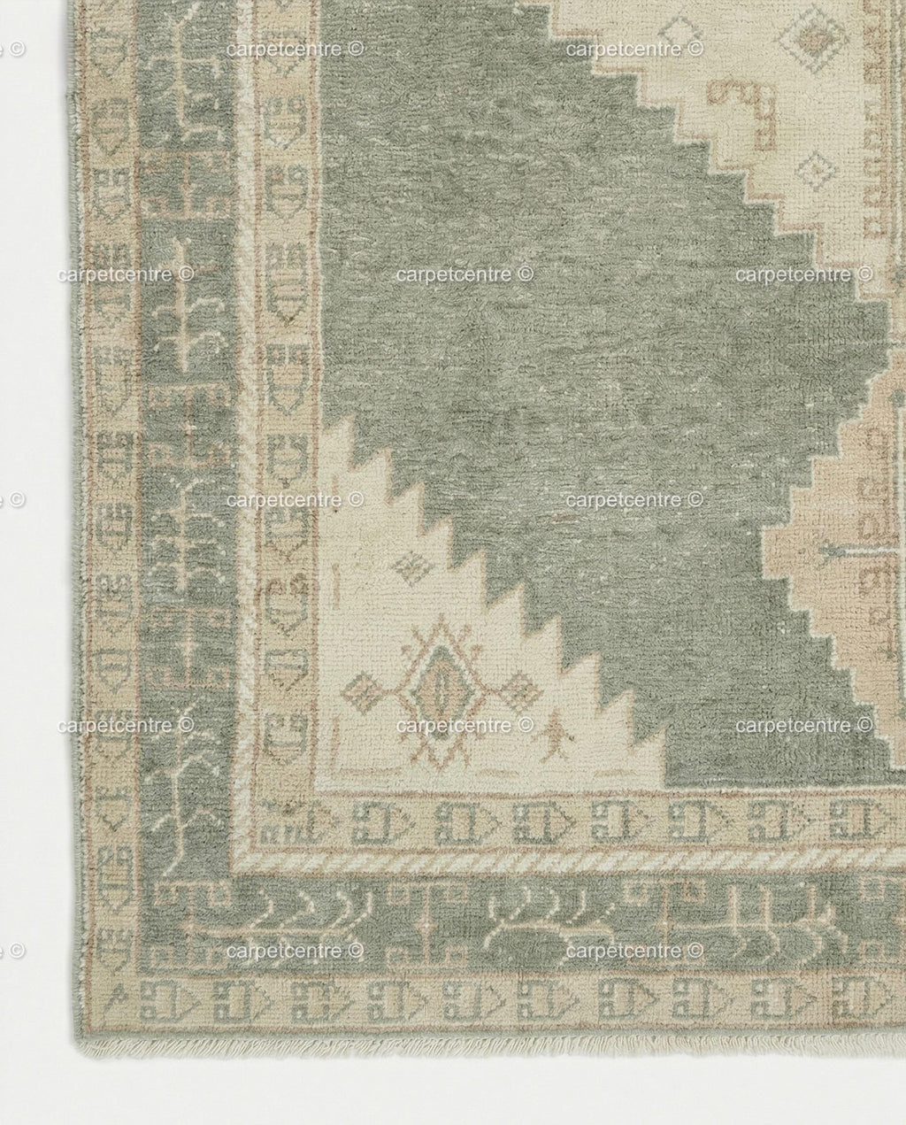 Hand Knotted Wool Rug, Muted Sage Green Pastel Turkish Style Area Rug