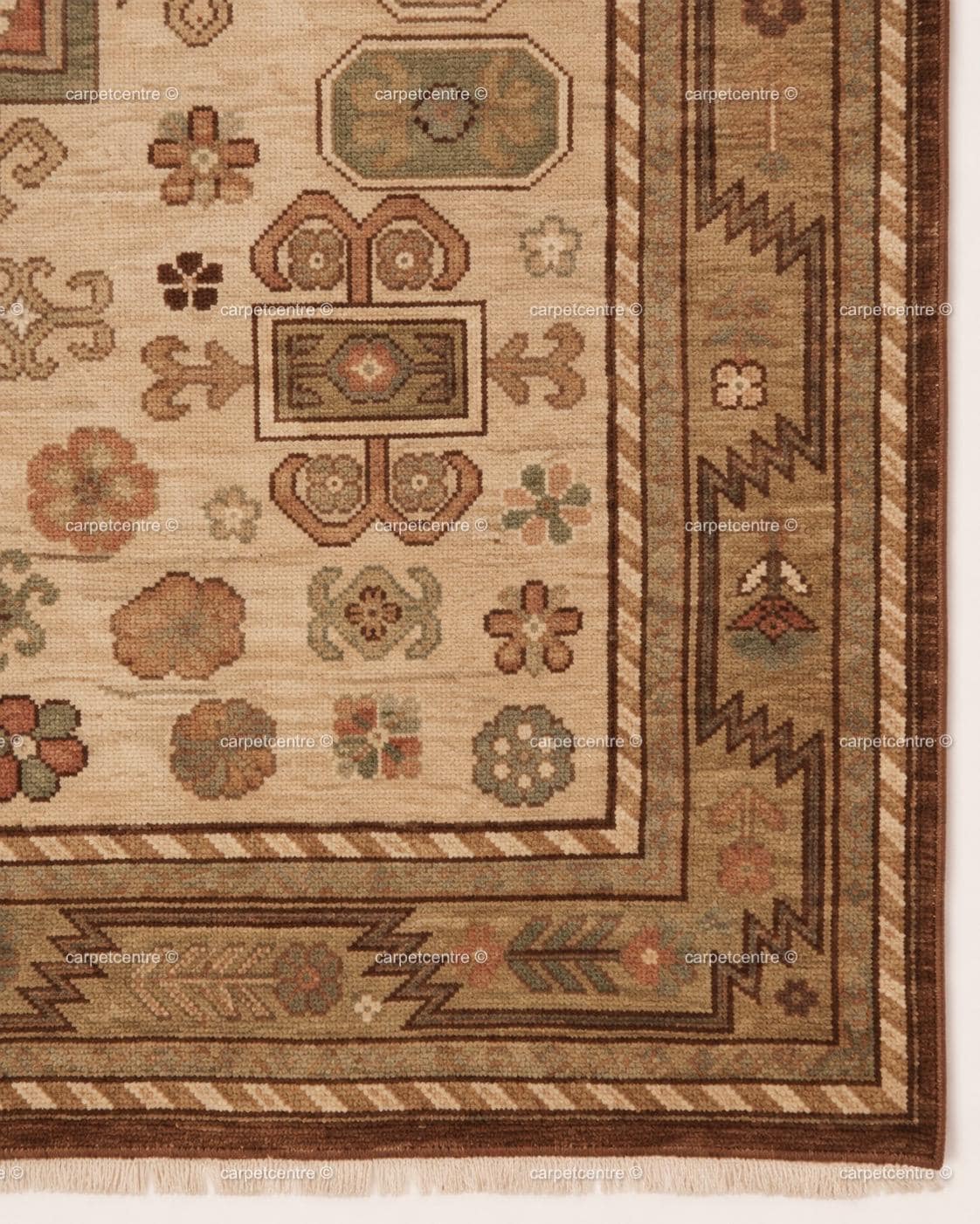 Hand Knotted Oushak Rug: Terracotta Medallion, New Zealand Wool, Custom Size Area Carpet