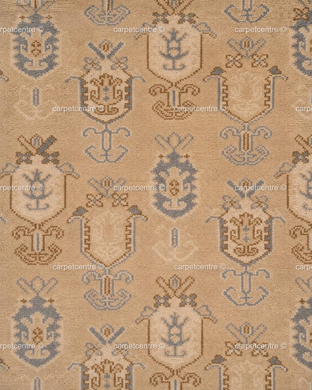 Hand Knotted Oushak Rug, Beige Blue Wool Carpet, Vintage Boho Farmhouse Bedroom Rug
