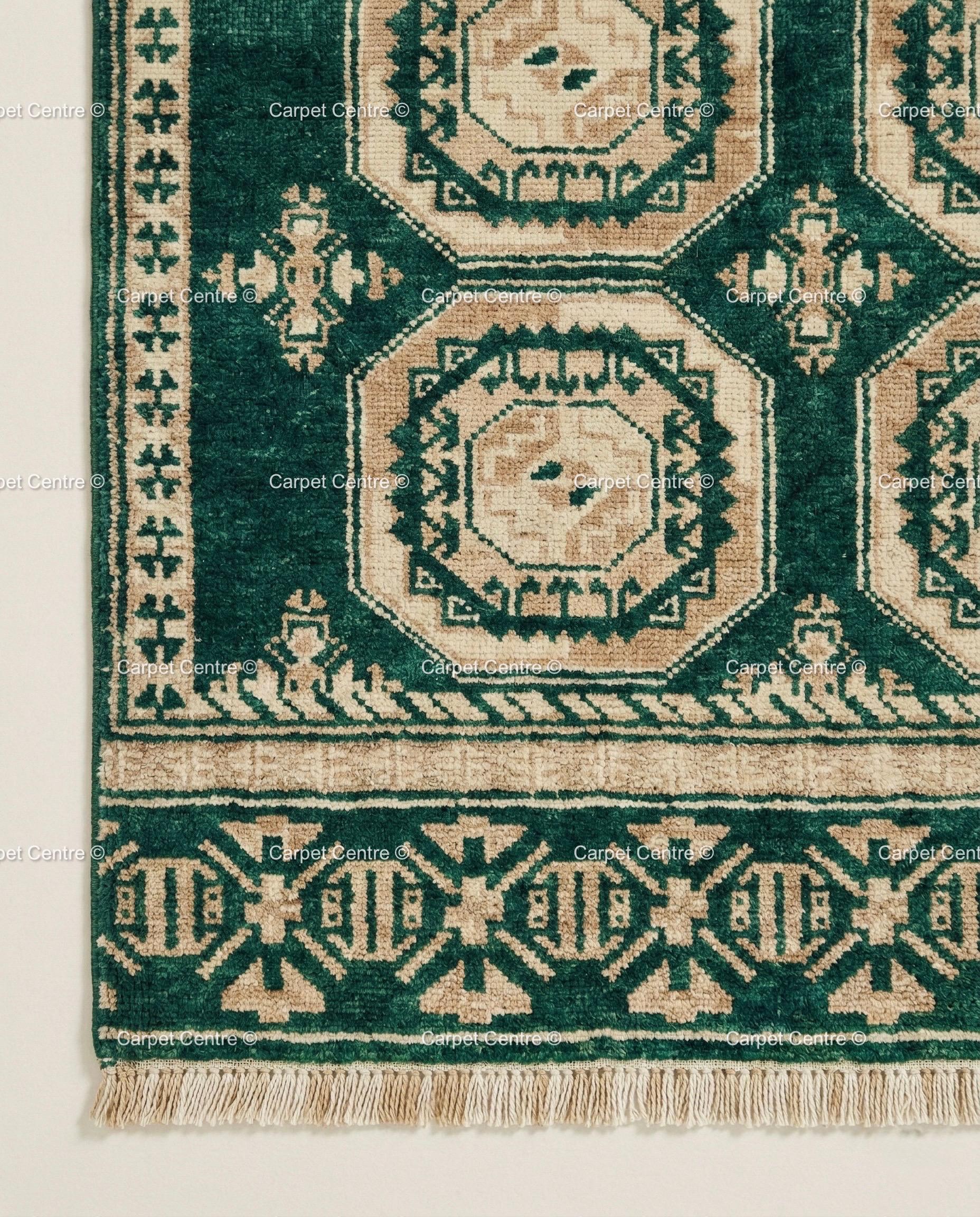 Emerald Green Oushak Rug, Hand Knotted Wool Tribal Boho Carpet