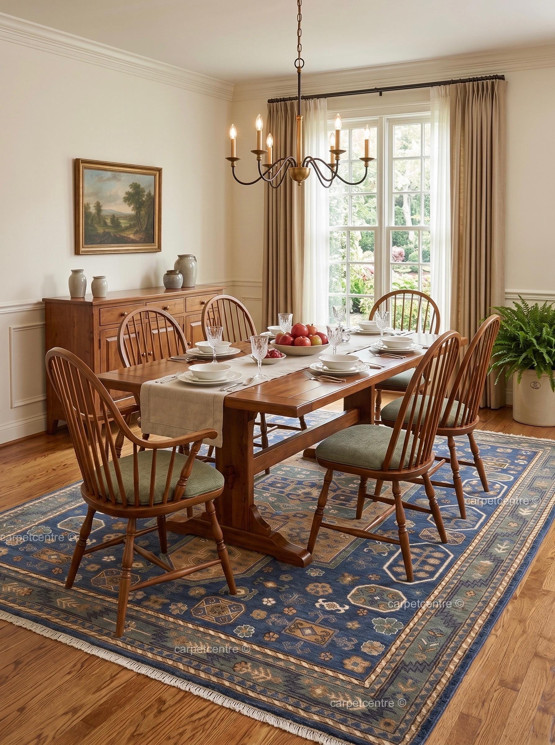 Navy Blue Oushak Rug: Hand Knotted 100% New Zealand Wool Carpet