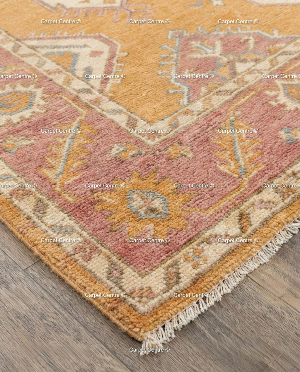 Golden Yellow Oushak Rug, Hand Knotted Wool 8x10, Sunset Boho Decor