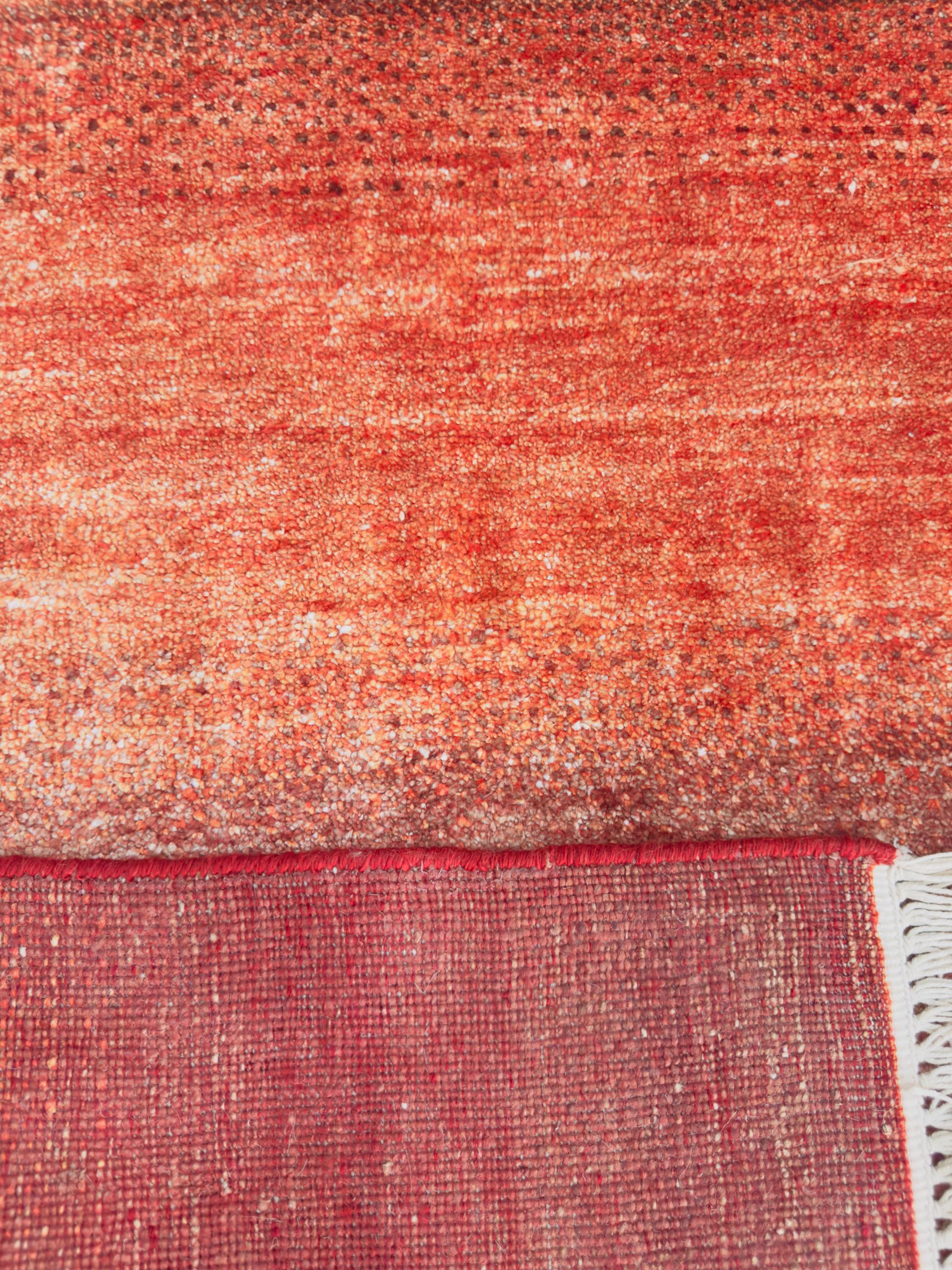 Red Maroon Hand Knotted Gabbeh Rug: Bamboo Silk & Cotton 5'11" x 3'11" | Quick Ship