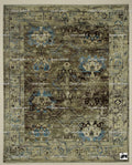 Hand Knotted Turkish Wool Rug, Olive Green Tribal Oushak, 8x10