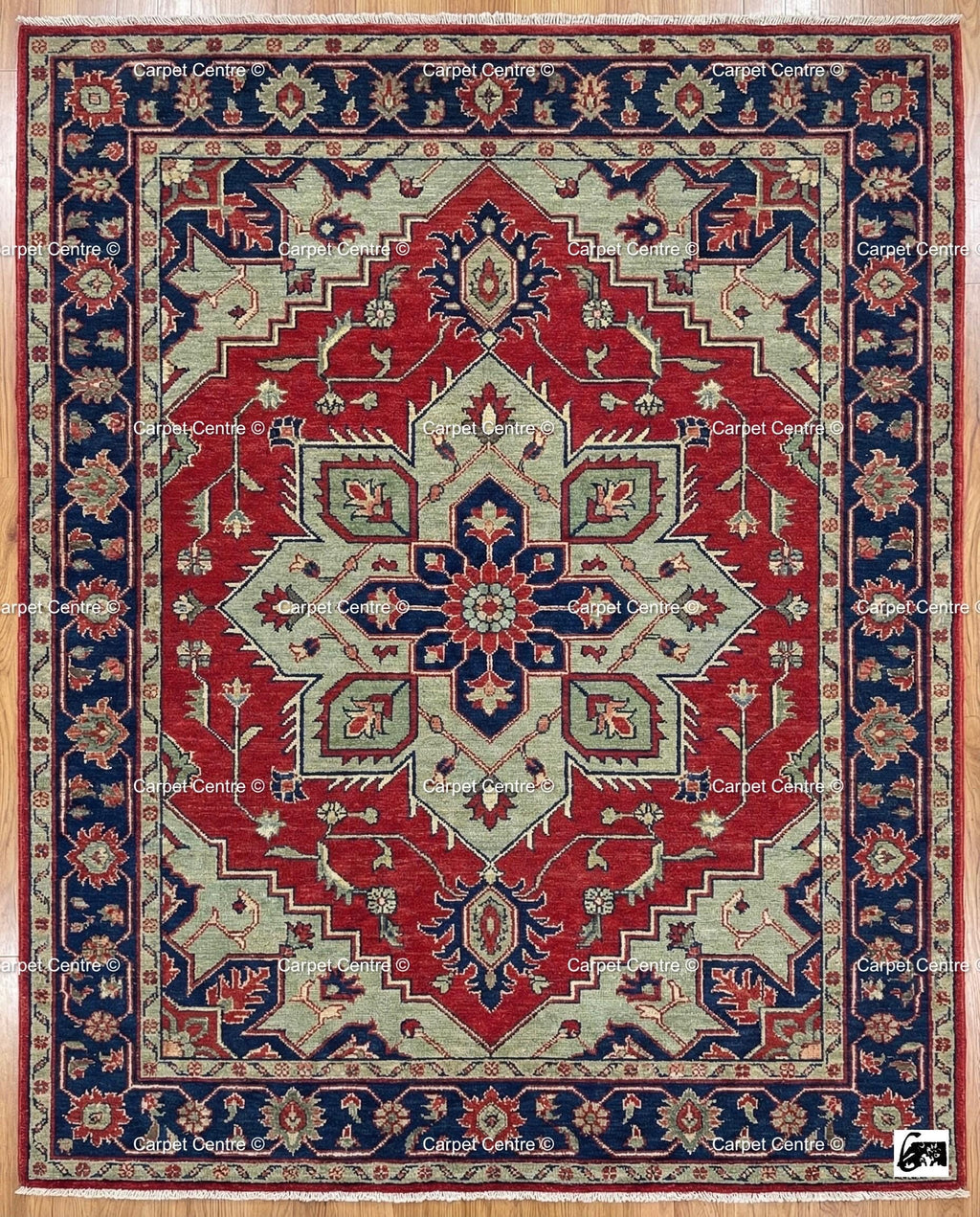 Hand-Knotted Turkish Wool Oushak Rug, Red Heriz Medallion