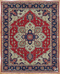Hand-Knotted Turkish Wool Oushak Rug, Red Heriz Medallion