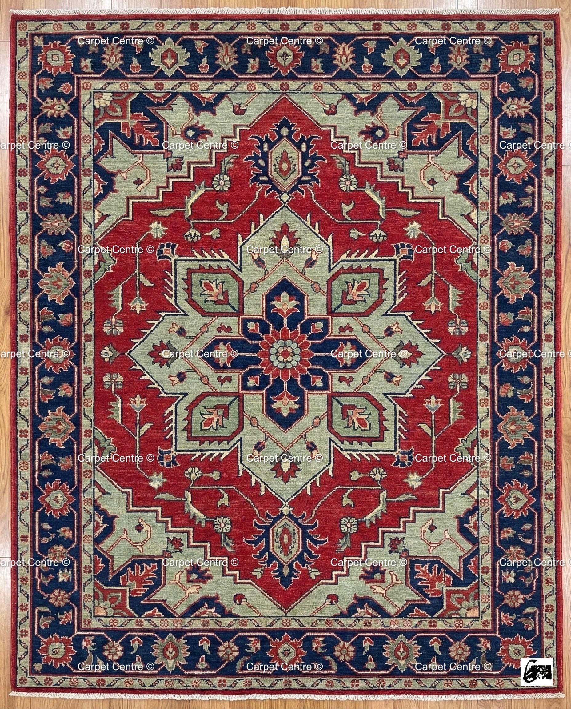 Hand-Knotted Turkish Wool Oushak Rug, Red Heriz Medallion