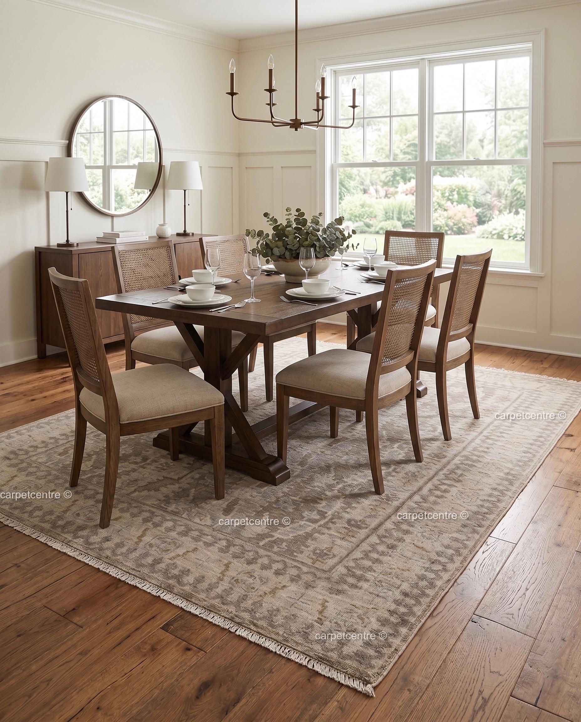 Hand Knotted Wool Oushak Rug, Neutral Beige Anatolian Carpet, Farmhouse Living Room Area Rug