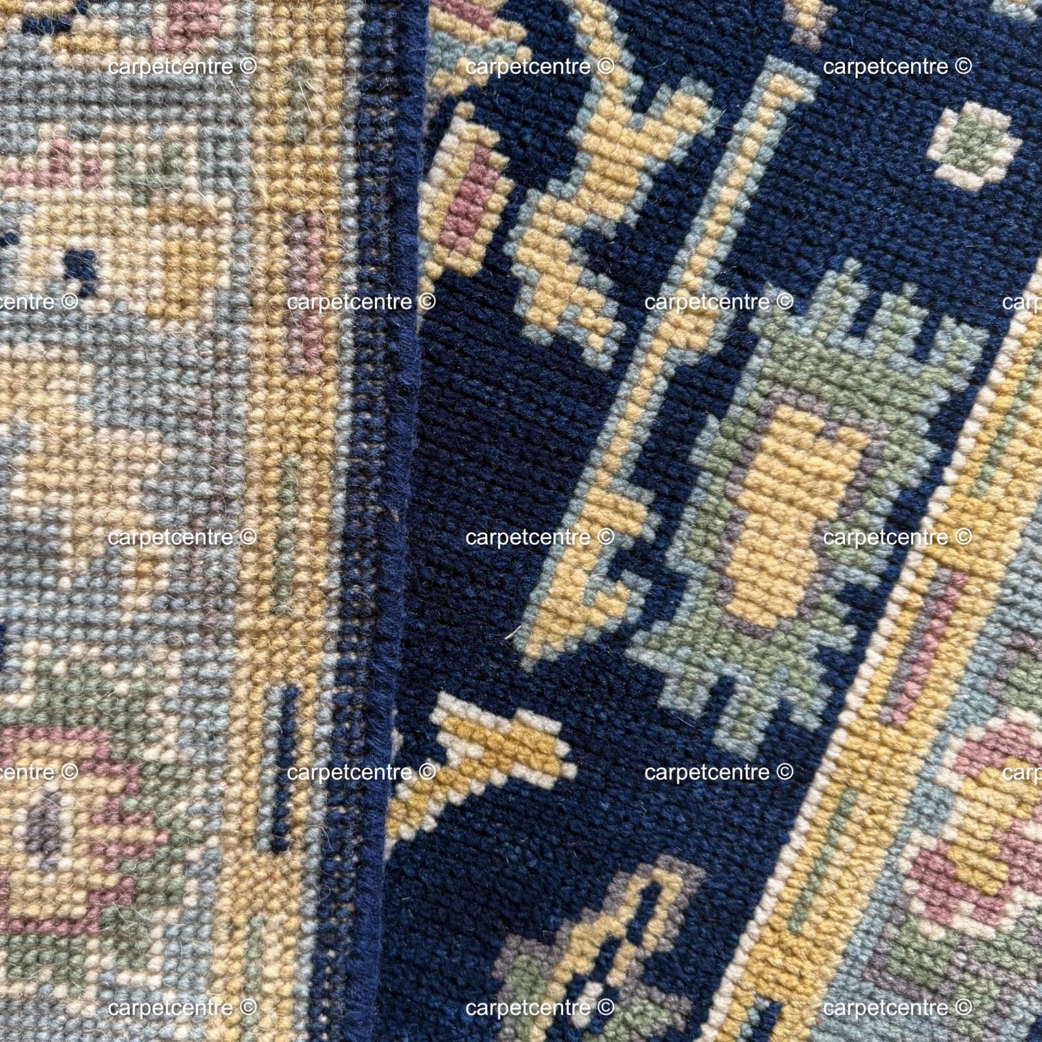Handmade Navy Blue Oushak Runner Rug | Floral Hallway Entryway Wool Rug