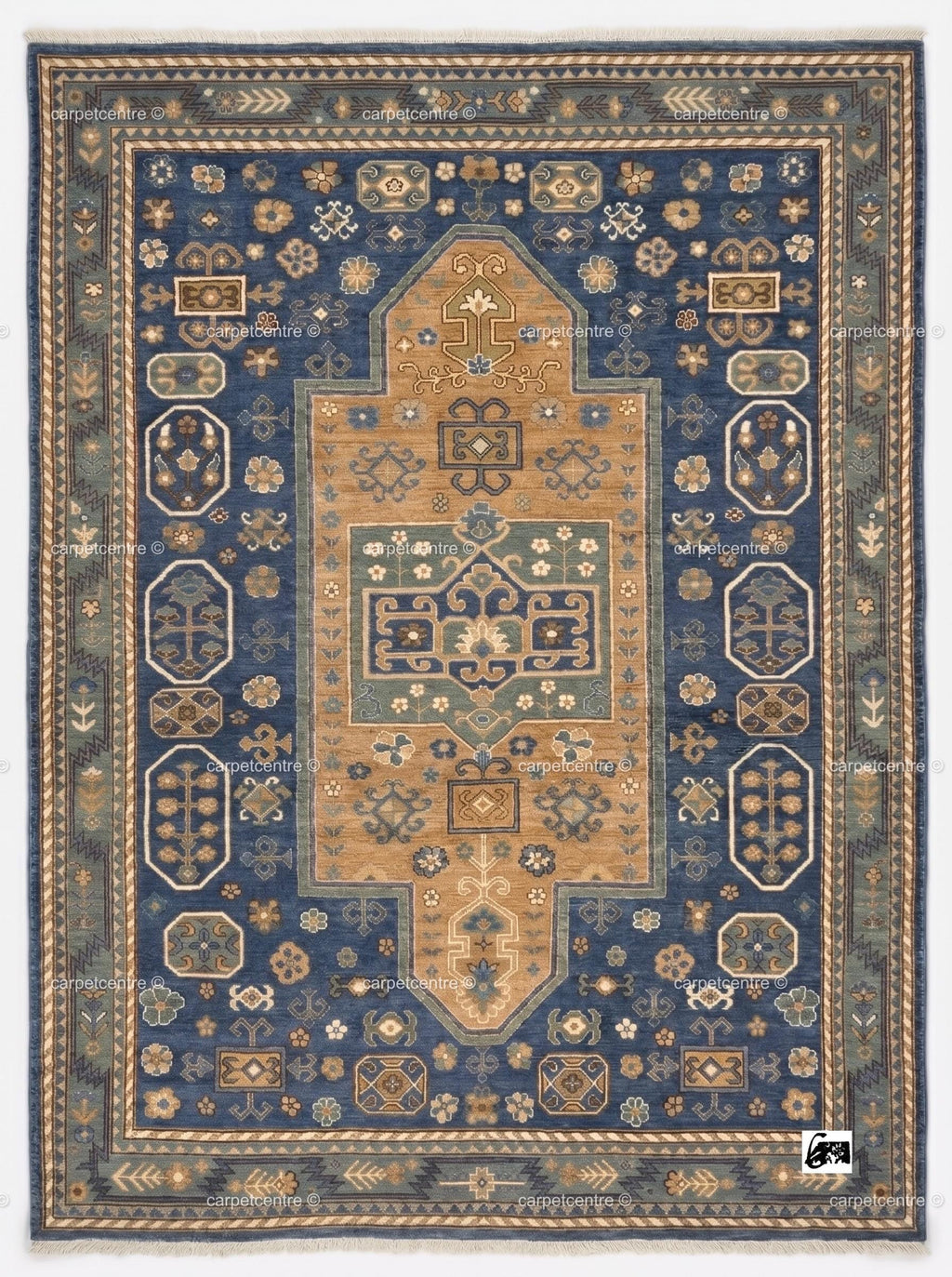 Navy Blue Oushak Rug: Hand Knotted 100% New Zealand Wool Carpet