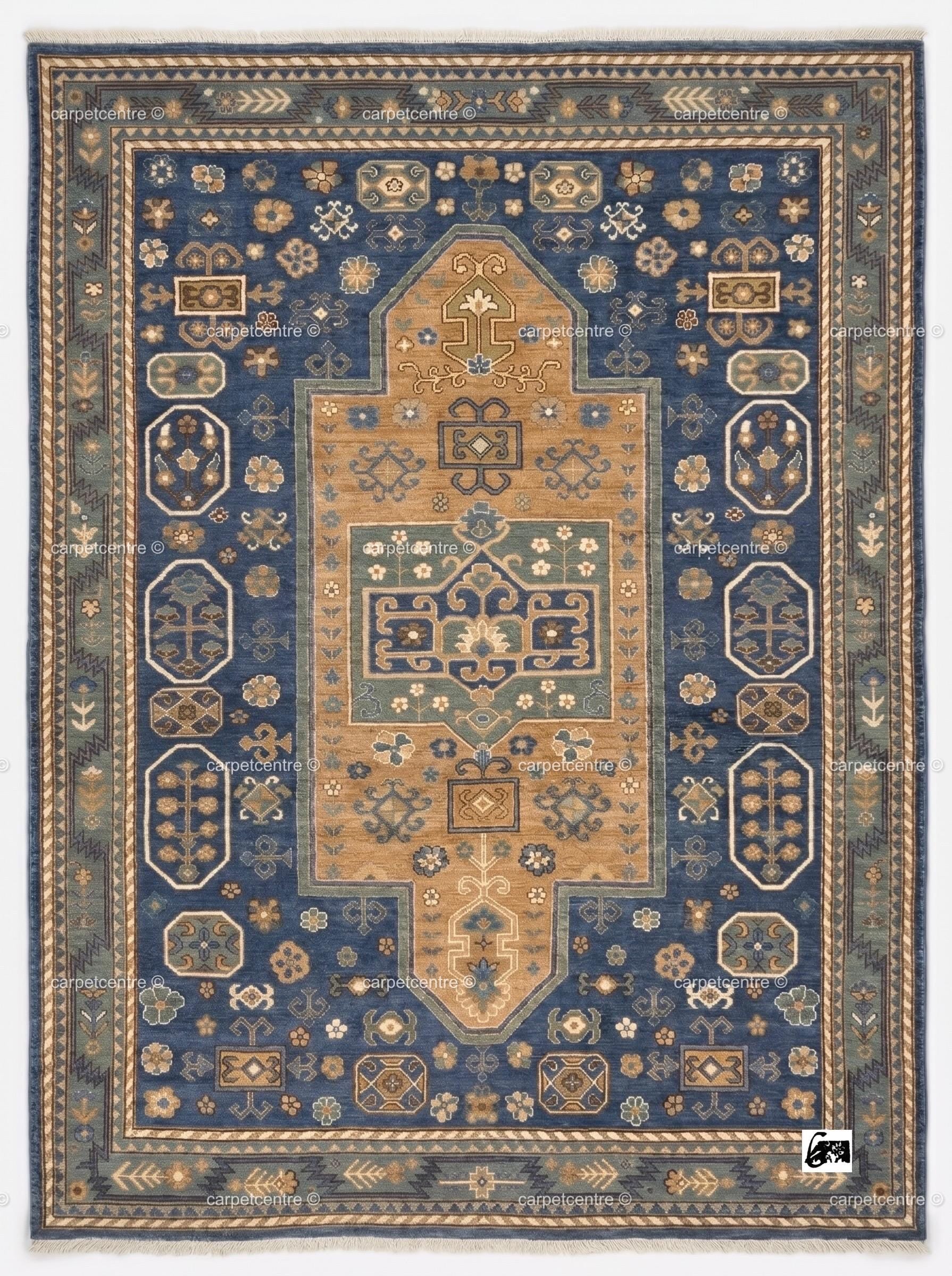 Navy Blue Oushak Rug: Hand Knotted 100% New Zealand Wool Carpet
