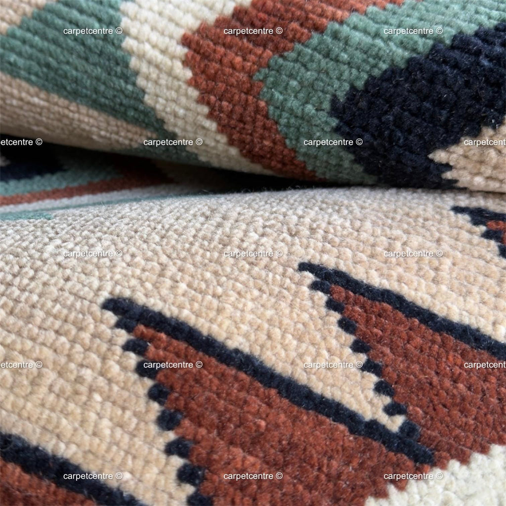 Southwestern Geometric Oushak Runner Rug | Earth Tone Tribal Hallway Carpet
