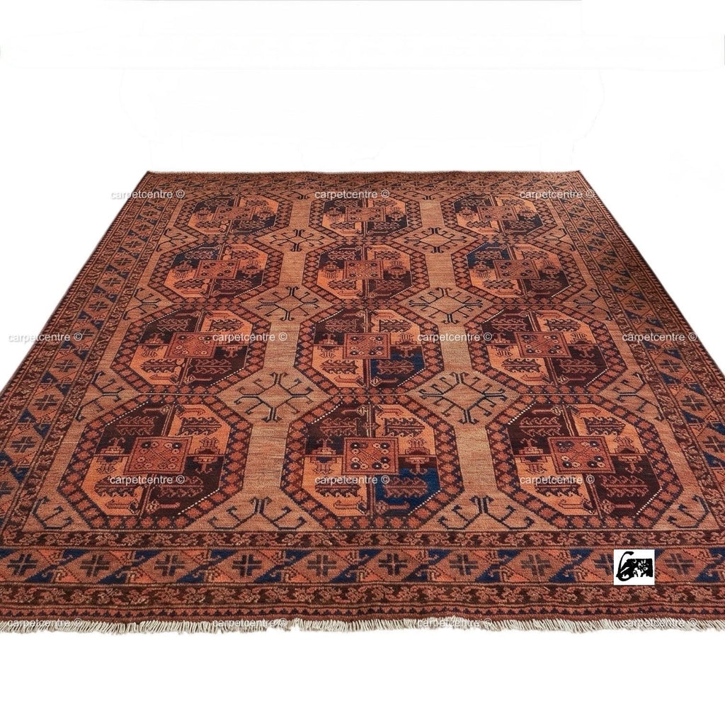 Hand Knotted Oushak Rug, Tribal Geometric Wool Area Rug