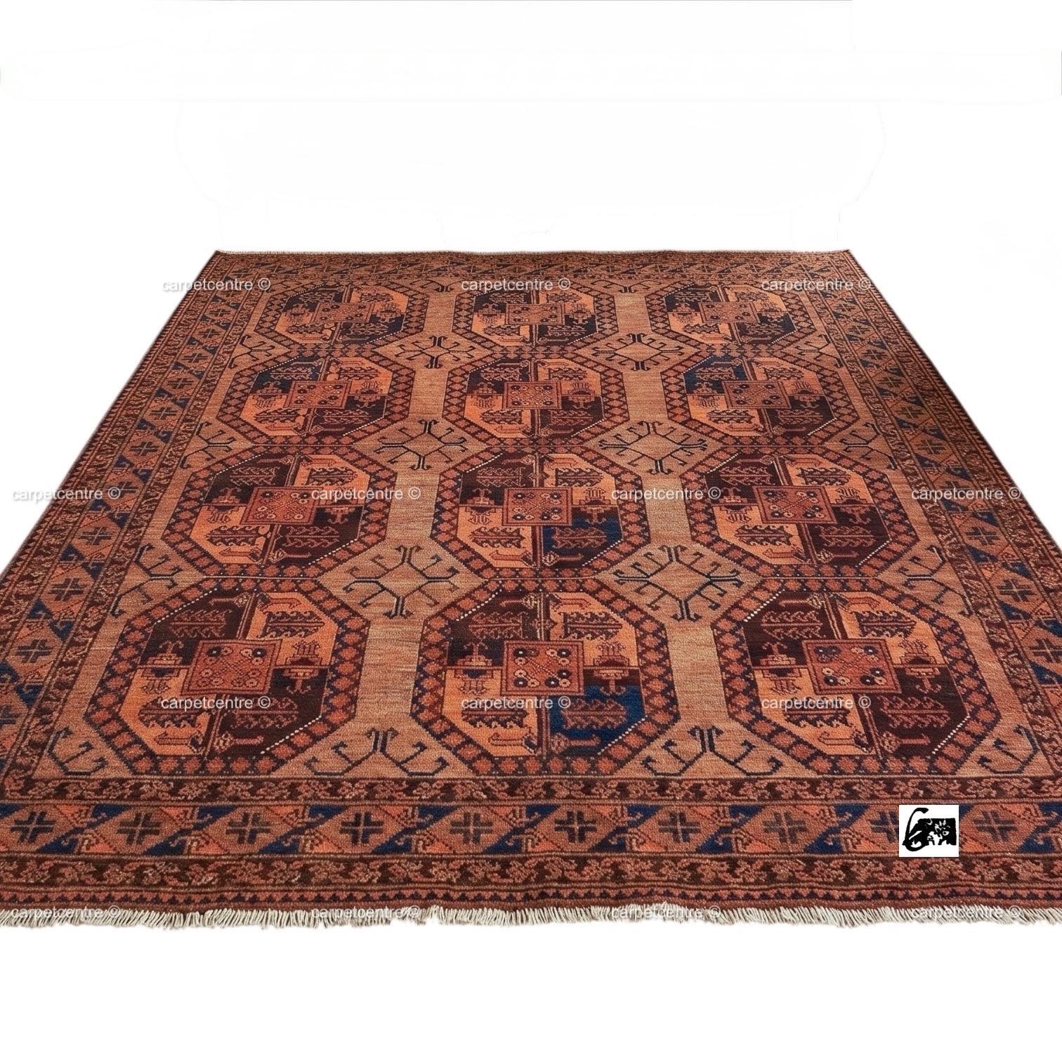 Hand Knotted Oushak Rug, Tribal Geometric Wool Area Rug