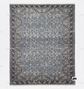 Hand Knotted Oushak Rug: Blue Tribal Wool, Turkish Design, Living Room Area Carpet