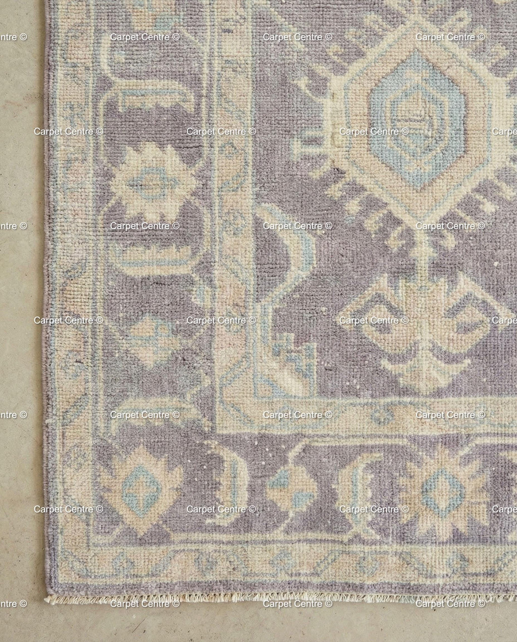 Muted Purple Oushak Rug, Hand-Knotted Wool Geometric Pastel Home Decor