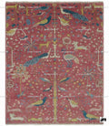 Pink Oushak Rug, Hand Knotted Wool Tree of Life Animal Rug