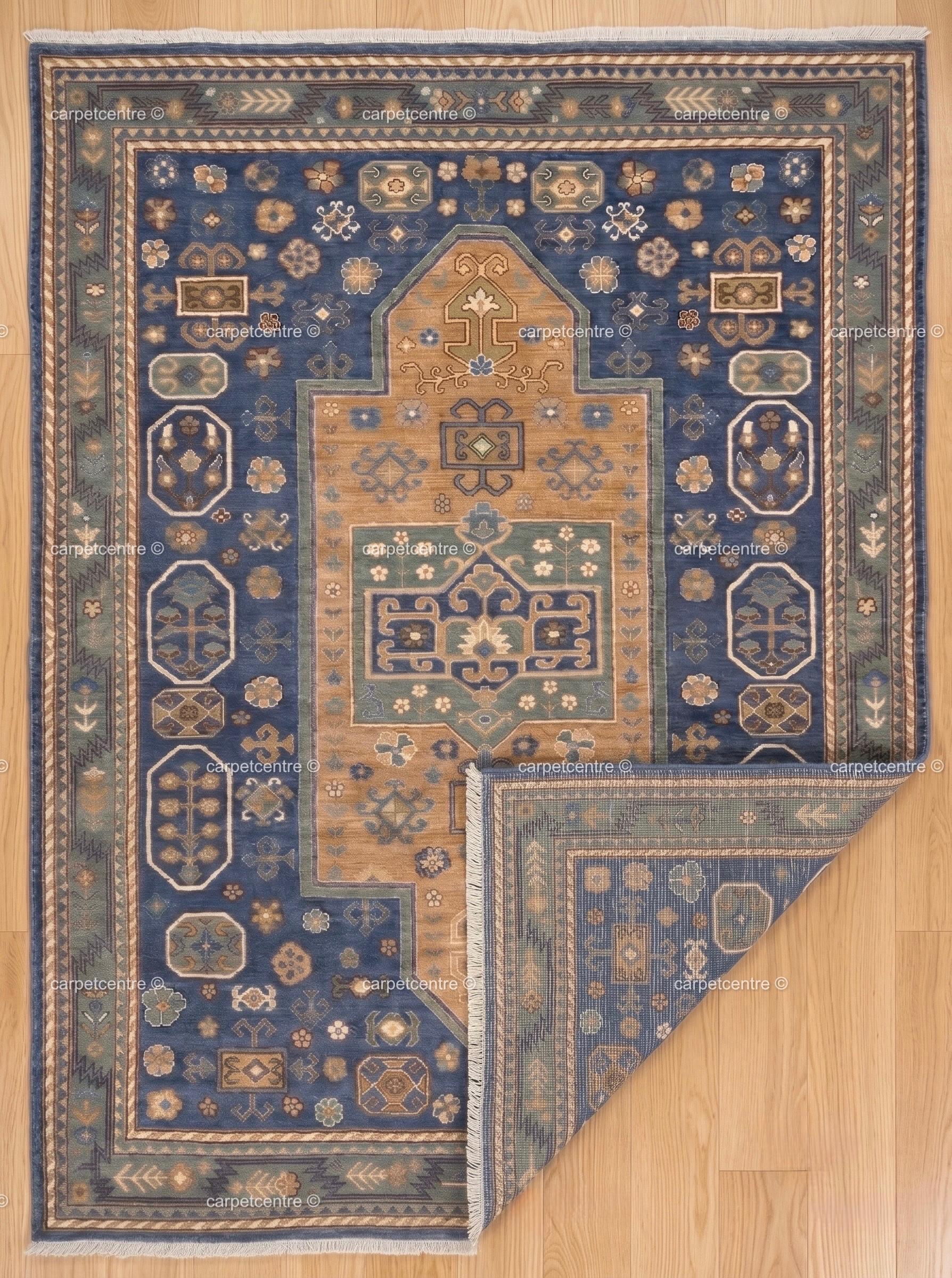 Navy Blue Oushak Rug: Hand Knotted 100% New Zealand Wool Carpet