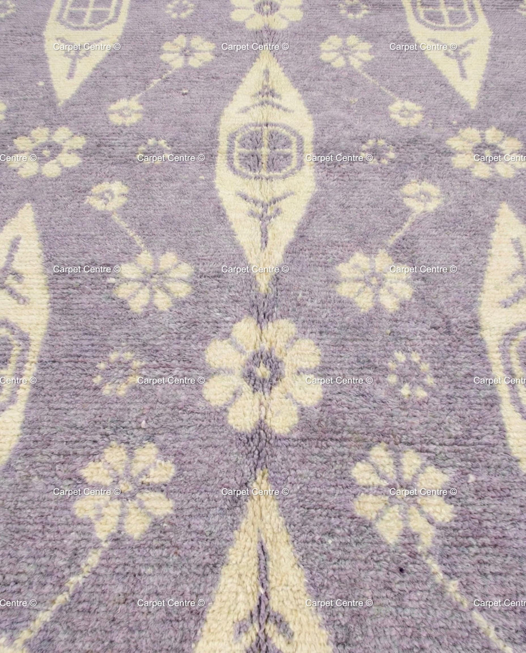 Hand-Knotted Lavender Wool Oushak Rug, Floral Boho Decor