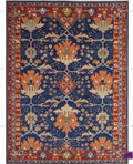 Navy Blue Hand-Knotted Wool Rug, Heriz Oushak Style