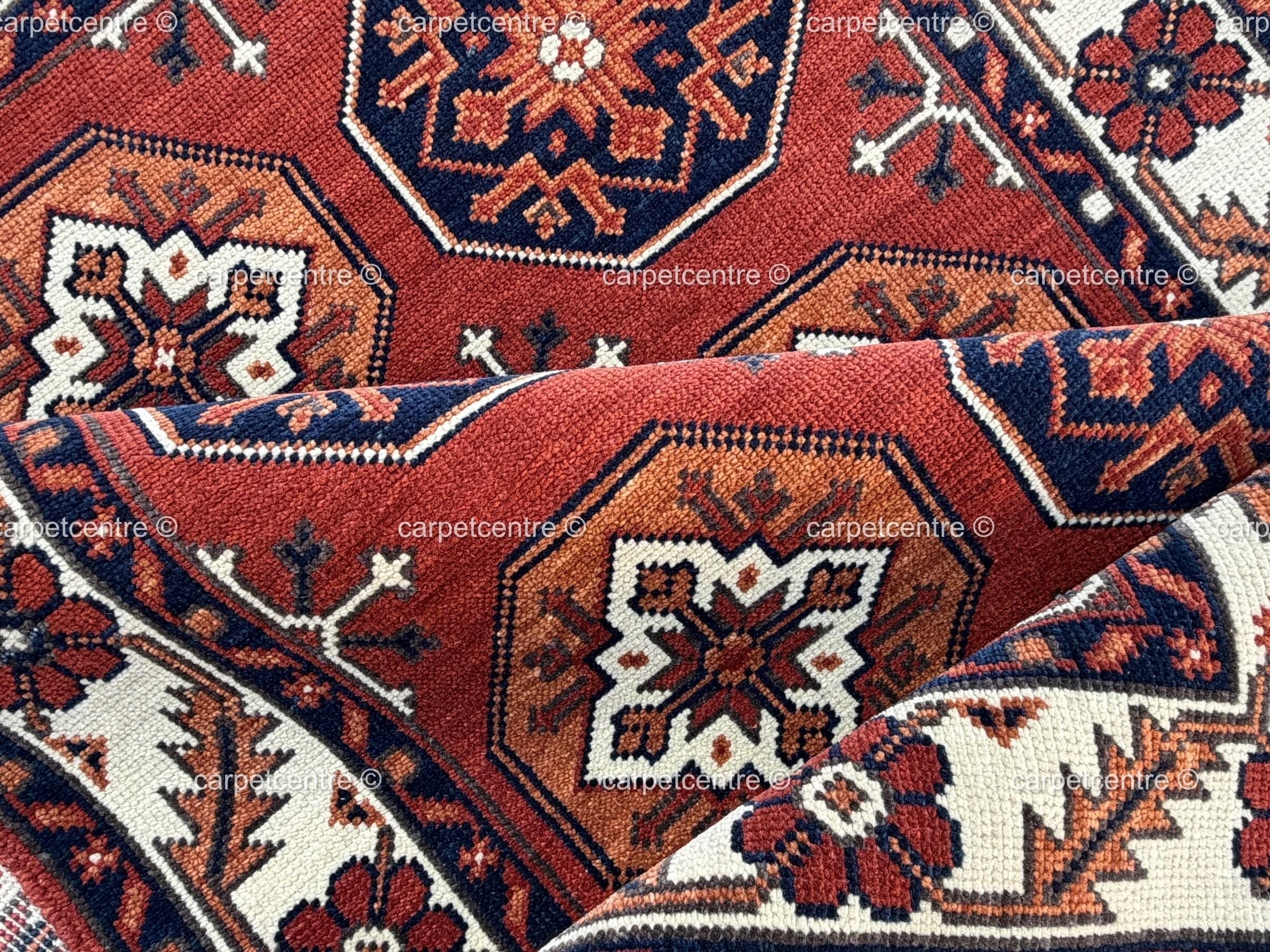 Terracotta Hand Knotted Wool Oushak Rug, Tribal Geometric Area Rug, Turkish Knot Decor