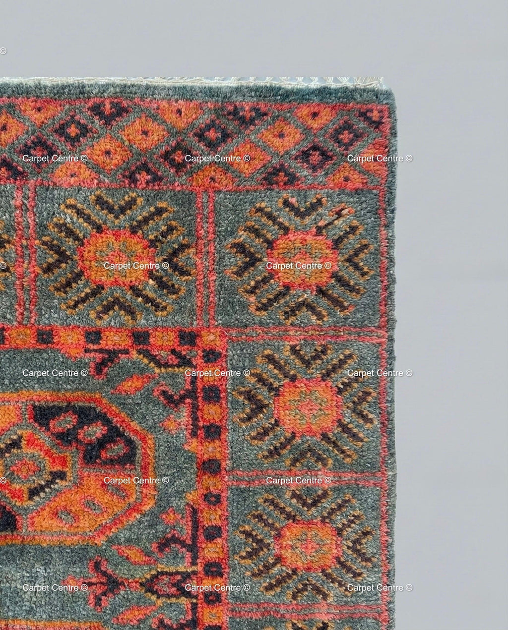 Teal Oushak Rug, Rust Geometric Kazak, Hand Knotted Wool