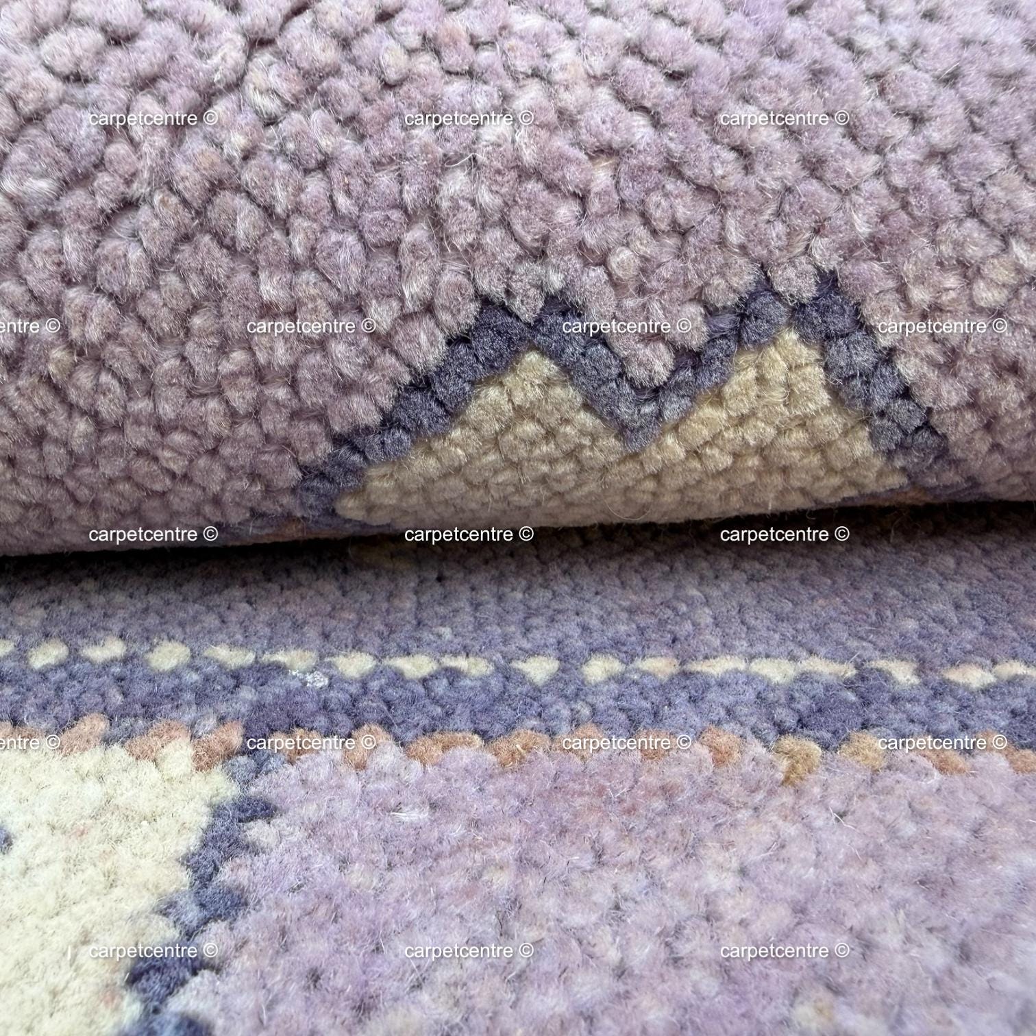 Hand Knotted Wool Oushak Rug, Lavender Lilac Geometric Turkish Carpet, Pastel Boho Nursery Decor