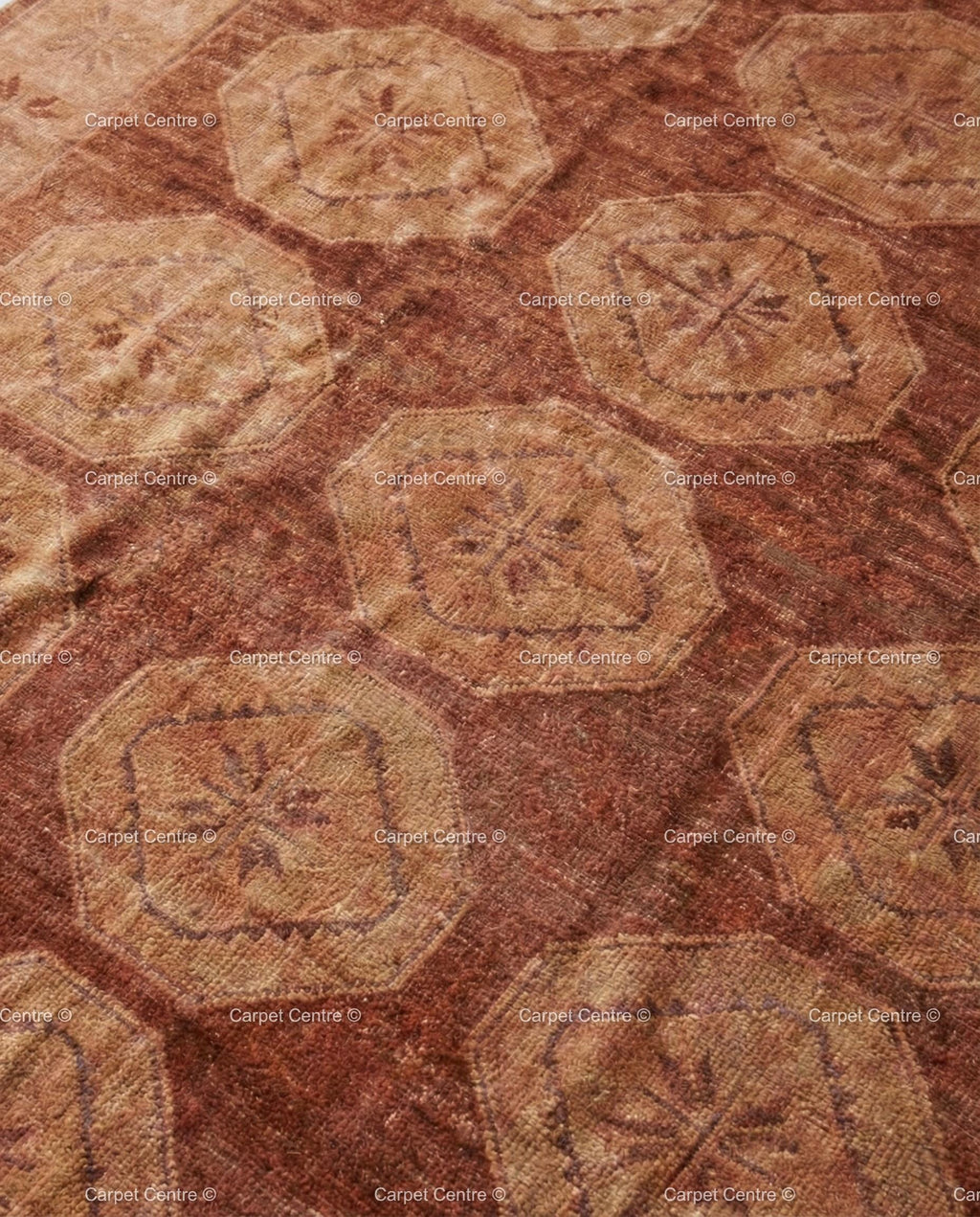Hand-Knotted Oushak Rug | Terracotta Geometric Medallion, Southwestern Decor