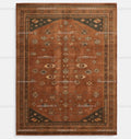 Hand-knotted Wool Oushak Rug: Terracotta Orange, Muted Rust Boho Decor