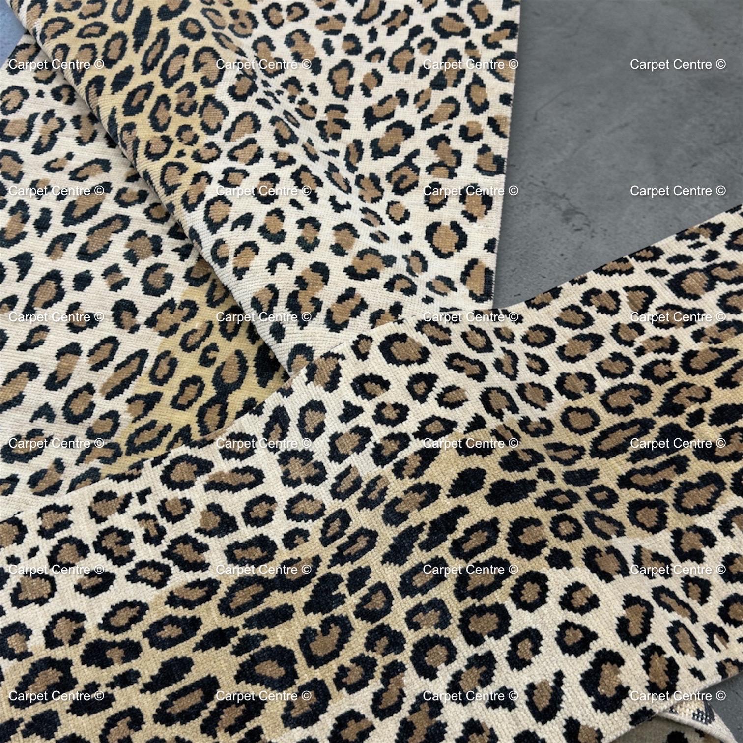 Hand Knotted Wool Leopard Print Oushak Rug, Turkish Knot Animal Area Rug