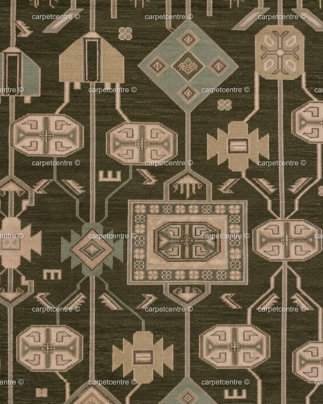 Hand Knotted Oushak Rug, Olive Green Wool, Geometric Tribal Anatolian Carpet