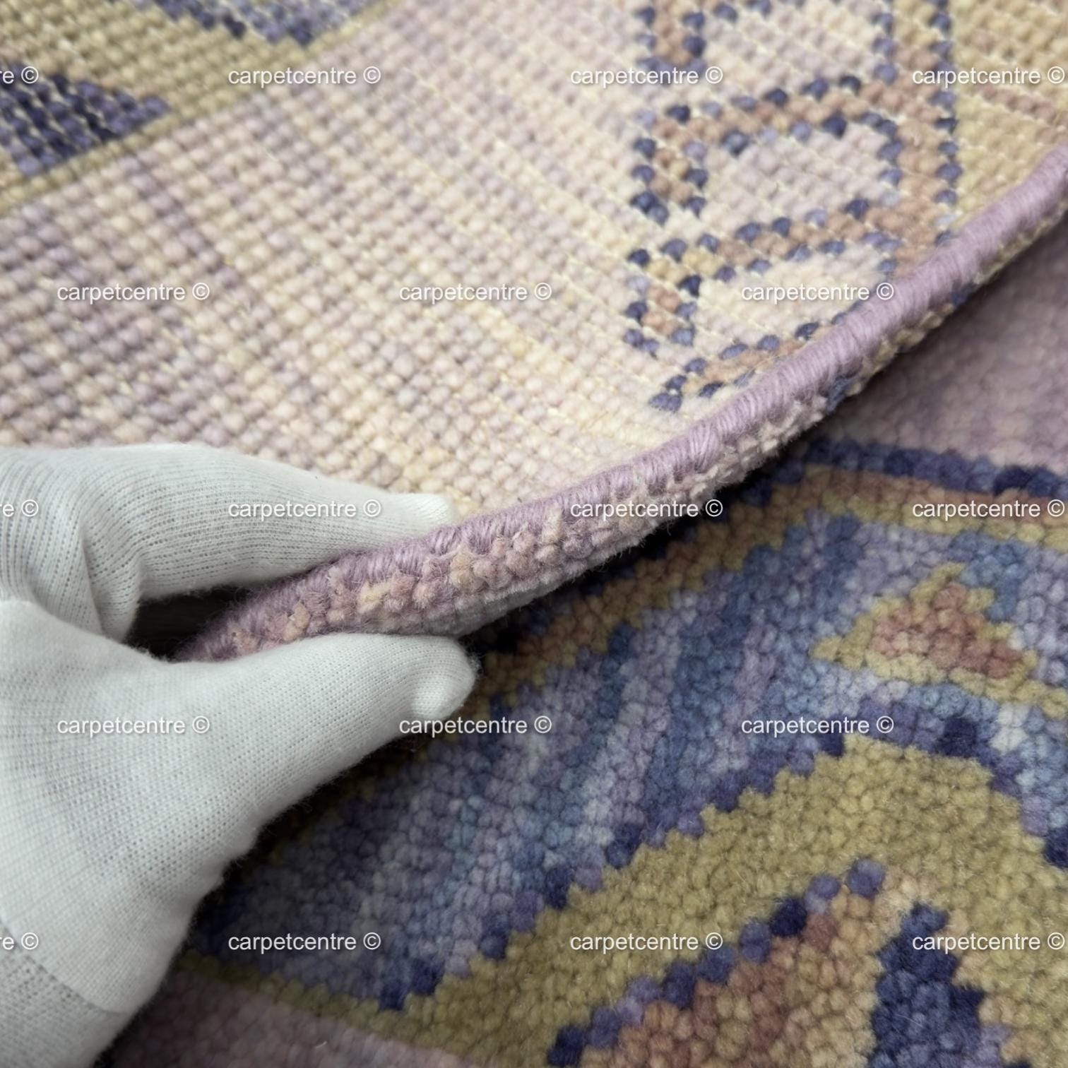 Lavender Oushak Rug, Muted Geometric Turkish Wool Carpet, Boho Bedroom Nursery