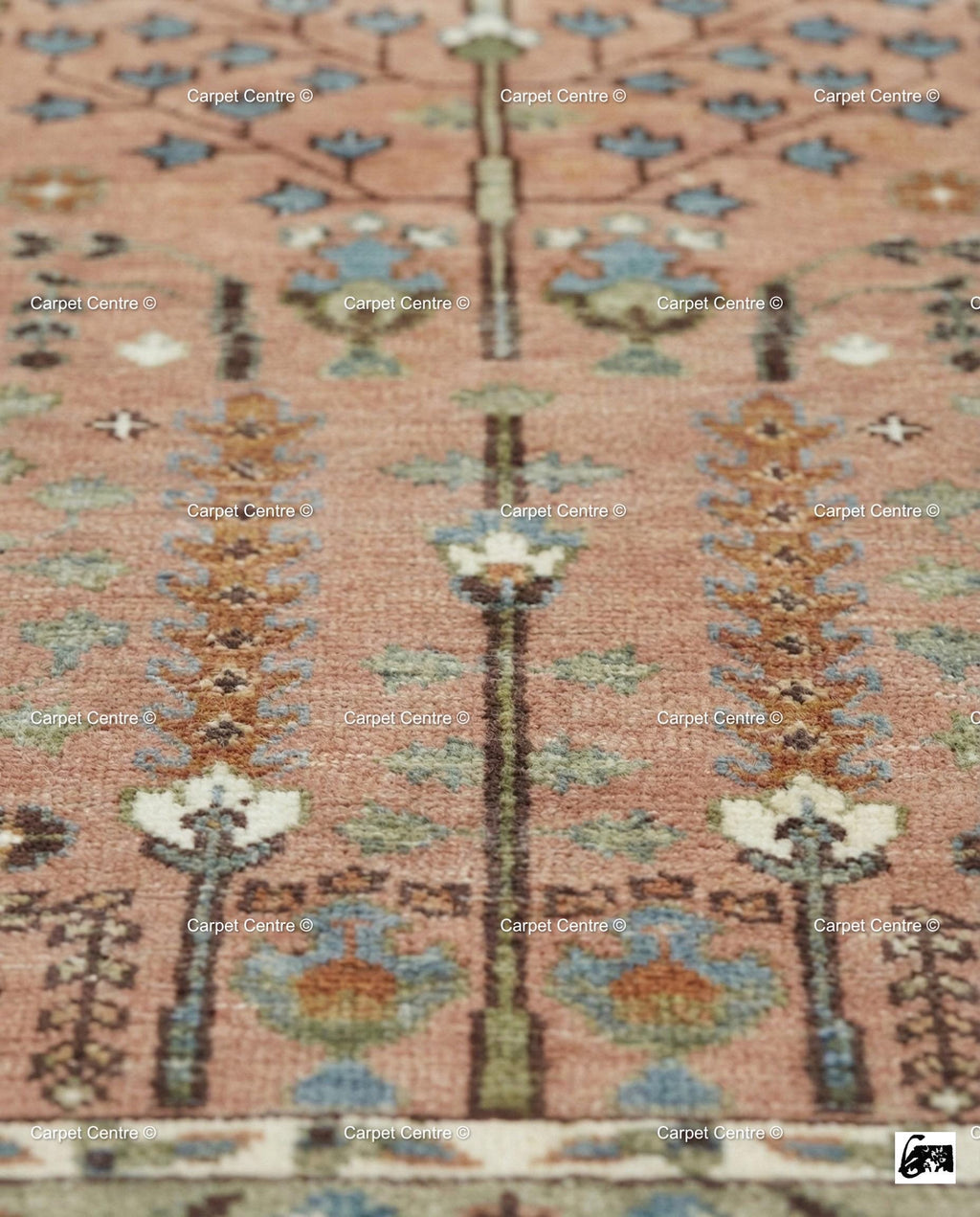 Handmade Oushak Wool Rug – Terracotta Coral, Tree of Life Design