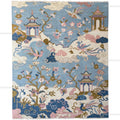 Sky Blue Chinoiserie Wool Rug,8x10 9x12 Hand-Knotted Turkish Living Room Bedroom Decor