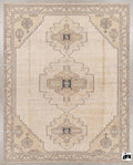Hand-Knotted Wool Oushak Rug | Beige Tribal Geometric Medallion Living Room