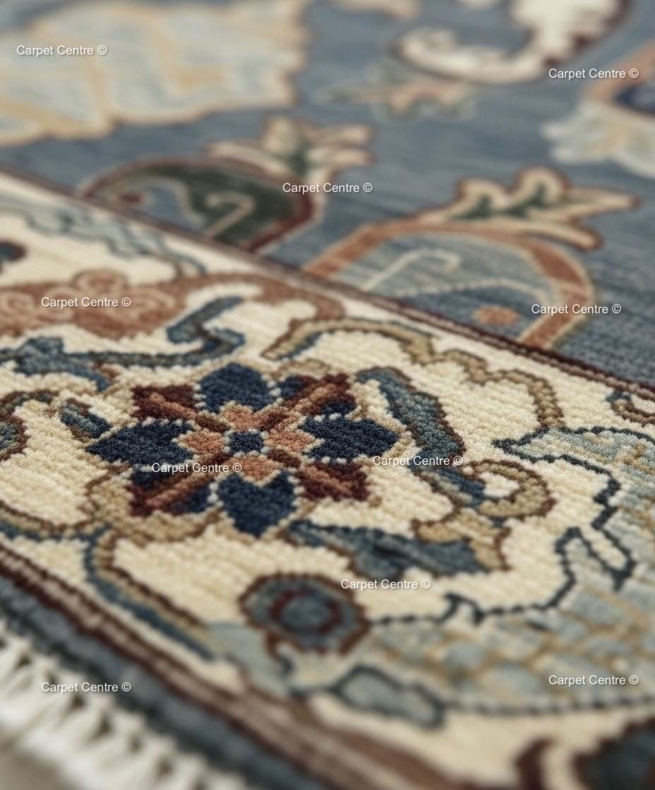 Hand-Knotted Dusty Blue Wool Rug | Traditional Oriental Design