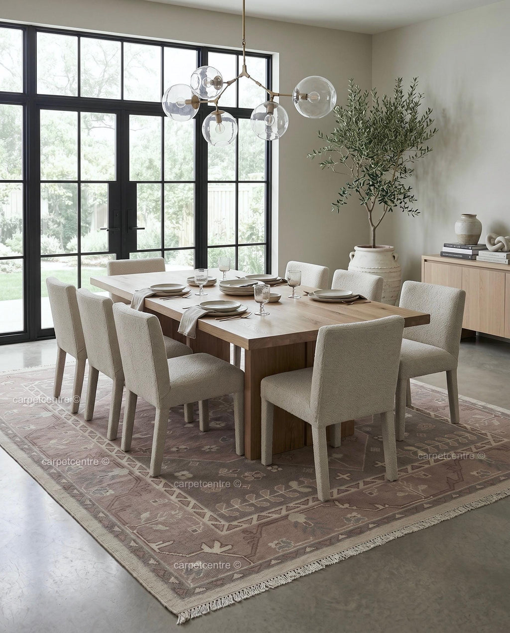 Hand Knotted Dusty Rose Oushak Rug, New Zealand Wool Area Rug