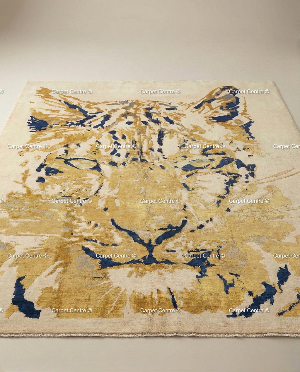 Hand-Knotted Silk Wool Abstract Tiger Oushak Rug, Modern Animal Print Area Rug