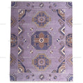 Hand Knotted Wool Oushak Rug, Lavender Lilac Geometric Turkish Carpet, Pastel Boho Nursery Decor