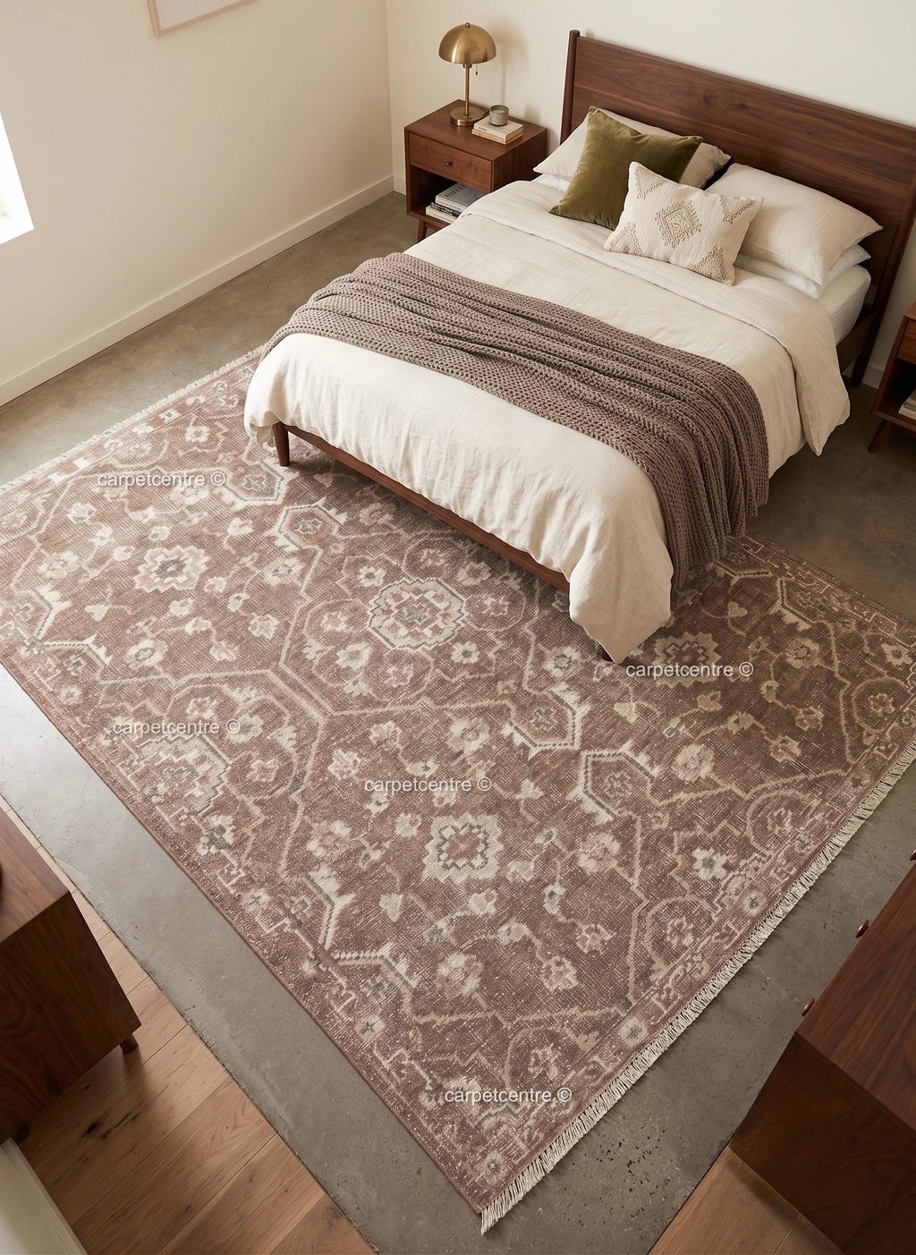 Hand Knotted Oushak Rug: New Zealand Wool, Turkish Design, Custom Sizes