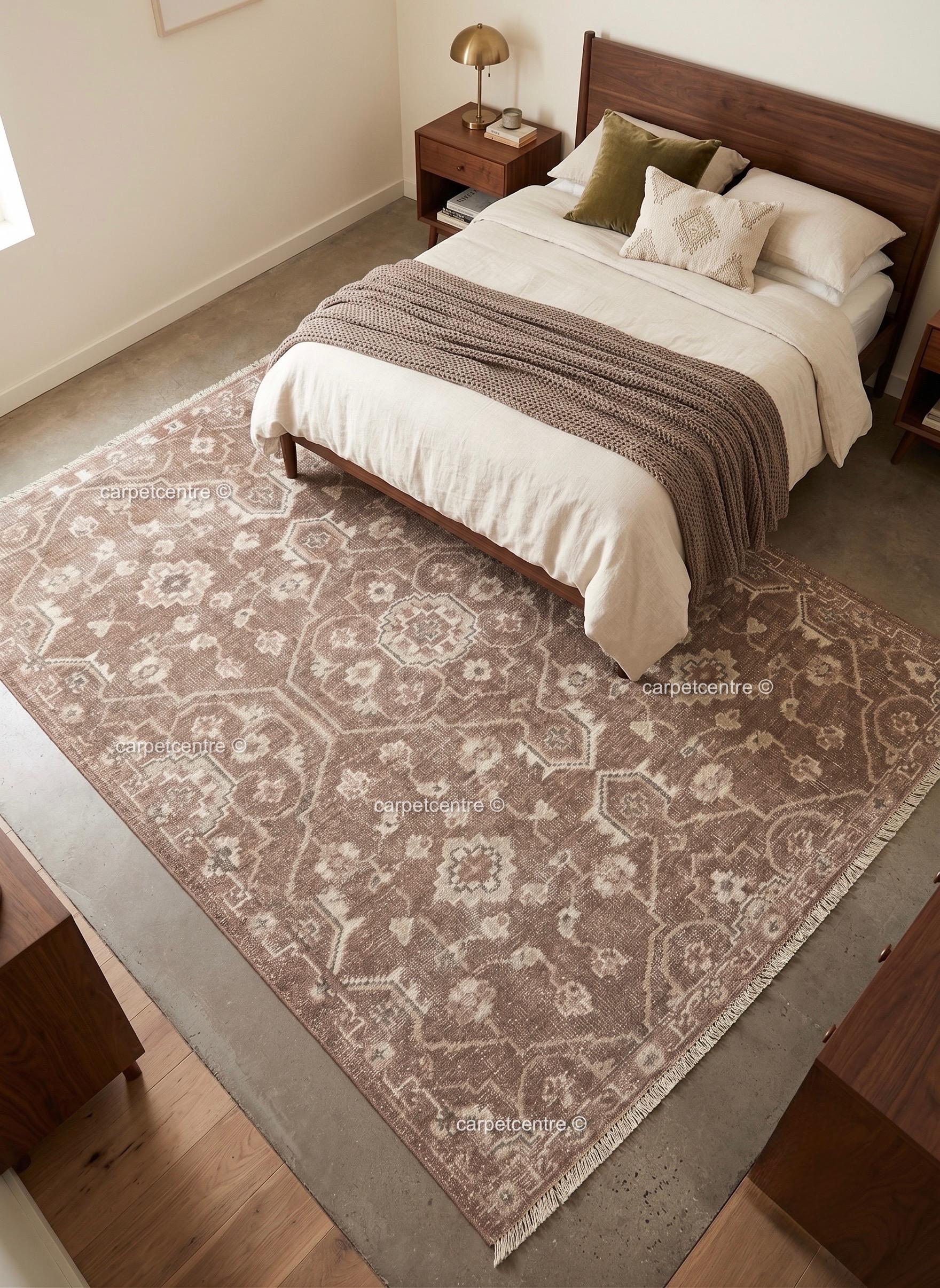 Hand Knotted Oushak Rug: New Zealand Wool, Turkish Design, Custom Sizes